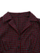 [Pre-sale] Red 1950s Plaid Lapel Puff Sleeves Cotton Dress