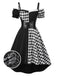 [Pre-Sale] Black 1950s Halloween Harlequin Pattern Dress & Leather Corset