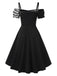 [Pre-Sale] Black 1950s Halloween Harlequin Pattern Dress & Leather Corset