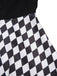[Pre-Sale] Black 1950s Halloween Harlequin Pattern Dress & Leather Corset