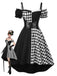 [Pre-Sale] Black 1950s Halloween Harlequin Pattern Dress & Leather Corset