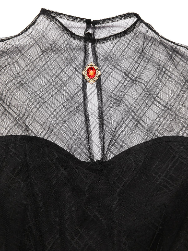 [Pre-Sale] Black 1970s Spider Web Gem Hotel Transylvania Dress