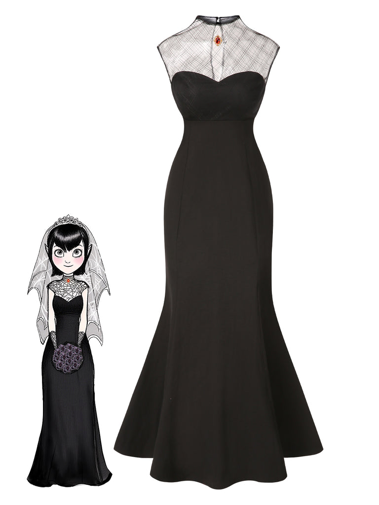 [Pre-Sale] Black 1970s Spider Web Gem Hotel Transylvania Dress