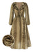 [Pre-Sale] Brown 1980s Snake Print Ruffled Chiffon Dress