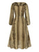 [Pre-Sale] Brown 1980s Snake Print Ruffled Chiffon Dress