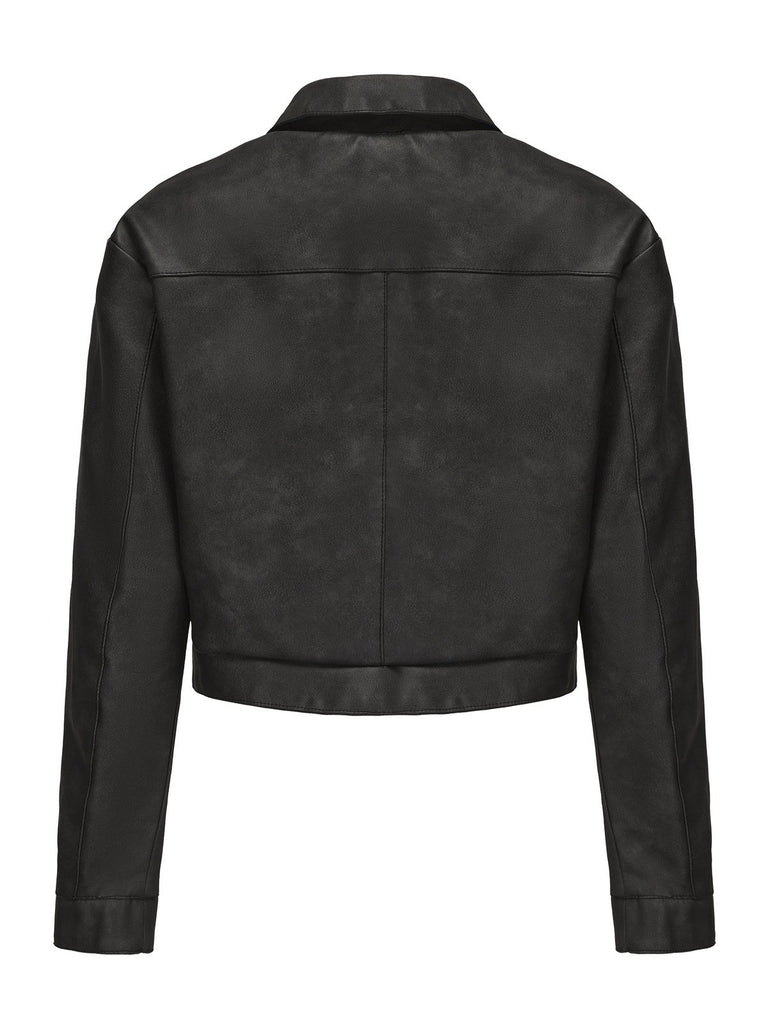 1950s Lapel Leather Long Sleeve Jacket