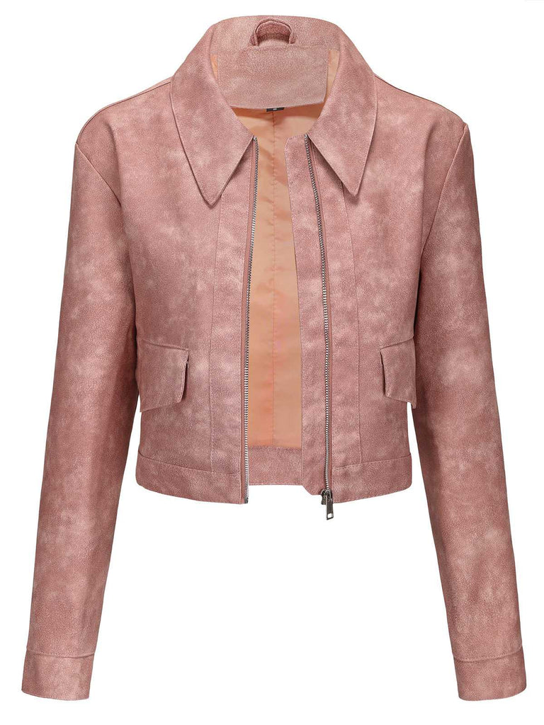 1950s Lapel Leather Long Sleeve Jacket
