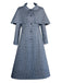Blue 1940s Wednesday Plaid Cape Trench Coat