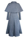 Blue 1940s Wednesday Plaid Cape Trench Coat