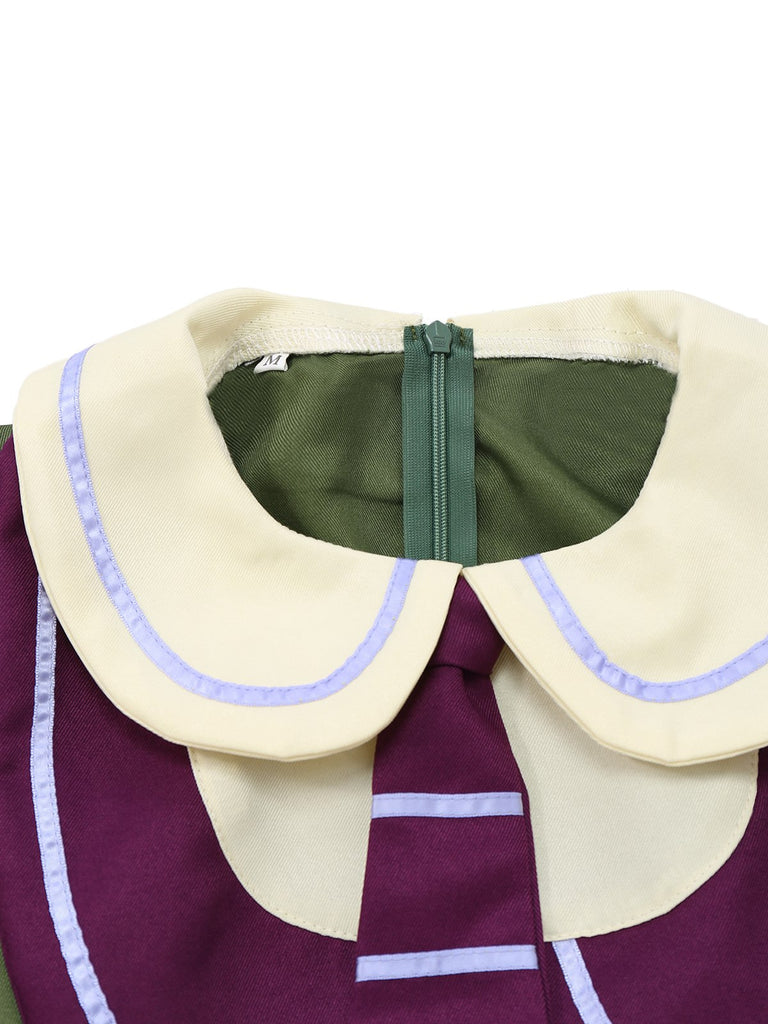 Khaki 1960s Fox Mock Two-Piece Dress Set