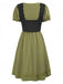 1940s Punk Gothic Puff Sleeve Ruffled Dress