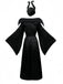 Black 1930s Halloween Maleficent Batwing Sleeve Dress Set