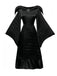 Black 1930s Halloween Maleficent Batwing Sleeve Dress Set