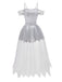 White 1960s Halloween Zombie Bride Lace Mesh Dress