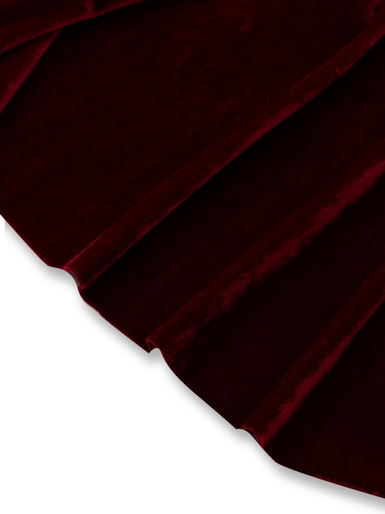 Burgundy 1960s Gothic Mesh Strapless Irregular Hem Dress