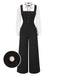 [Pre-Sale] Black&White 1930s Bow Ruffled Collar Jumpsuit