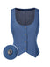[Pre-Sale] Blue 1970s Solid Denim U-Neck Sleeveless Button Vest
