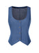 [Pre-Sale] 2PCS 1970s Solid Denim Vest & Embroidered Puff Dress