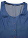 [Pre-Sale] 2PCS 1970s Solid Denim Vest & Embroidered Puff Dress