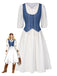 [Pre-Sale] 2PCS 1970s Solid Denim Vest & Embroidered Puff Dress