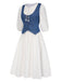 [Pre-Sale] 2PCS 1970s Solid Denim Vest & Embroidered Puff Dress