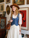 [Pre-Sale] 2PCS 1970s Solid Denim Vest & Embroidered Puff Dress