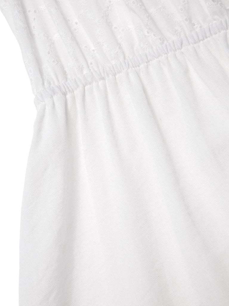 [Pre-Sale] 2PCS 1970s Solid Denim Vest & Embroidered Puff Dress