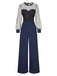 [Pre-Sale] Dark Blue 1960s Glitter Mesh Patchwork Jumpsuit