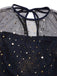 [Pre-Sale] Dark Blue 1960s Glitter Mesh Patchwork Jumpsuit