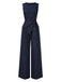 [Pre-Sale] Blue 1940s Solid Ruched Twisted Sleeveless Jumpsuit
