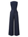 [Pre-Sale] Blue 1940s Solid Ruched Twisted Sleeveless Jumpsuit