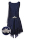 Blue 1920s Lace Patchwork Rhinestone Dress
