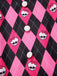 [Pre-Sale] Black & Pink 1960s Halloween Skeleton Bow Diamond Dress