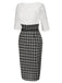 [Pre-Sale] White 1960s Embroidered Lace Check Belted Pencil Dress