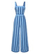[Pre-Sale] Blue 1950s Wide Strap Vertical Stripe Jumpsuit