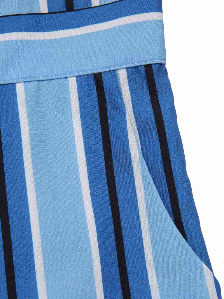 [Pre-Sale] Blue 1950s Wide Strap Vertical Stripe Jumpsuit