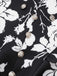 2PCS Black 1950s Lapel Blouse & Floral Skirt