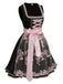 2PCS Black 1950s Oktoberfest Dress With Embroidered Apron