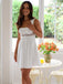 White 1960s Solid Cotton Lace Hollow Wide Strap Dress