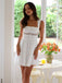 White 1960s Solid Cotton Lace Hollow Wide Strap Dress