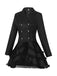 1950s Lapel Double Breasted Layered Skirted Jacket