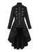 1950s Stand Collar Solid High-Low Hem Button Coat