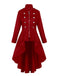 1950s Stand Collar Solid High-Low Hem Button Coat