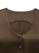 2PCS Brown 1930s Solid Satin Sleeveless V-Neck Vest & Fishtail Skirt
