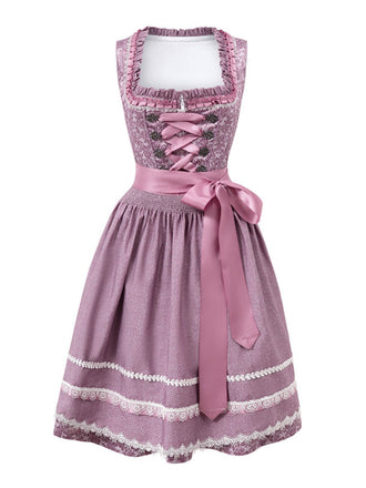 Lavender 1950s Floral Dress & Lace Patchwork Apron