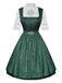 3PCS Green 1950s Keyhole Lace Top & Square Neck Dress