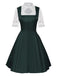 3PCS Green 1950s Keyhole Lace Top & Square Neck Dress
