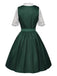 3PCS Green 1950s Keyhole Lace Top & Square Neck Dress