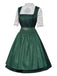3PCS Green 1950s Keyhole Lace Top & Square Neck Dress
