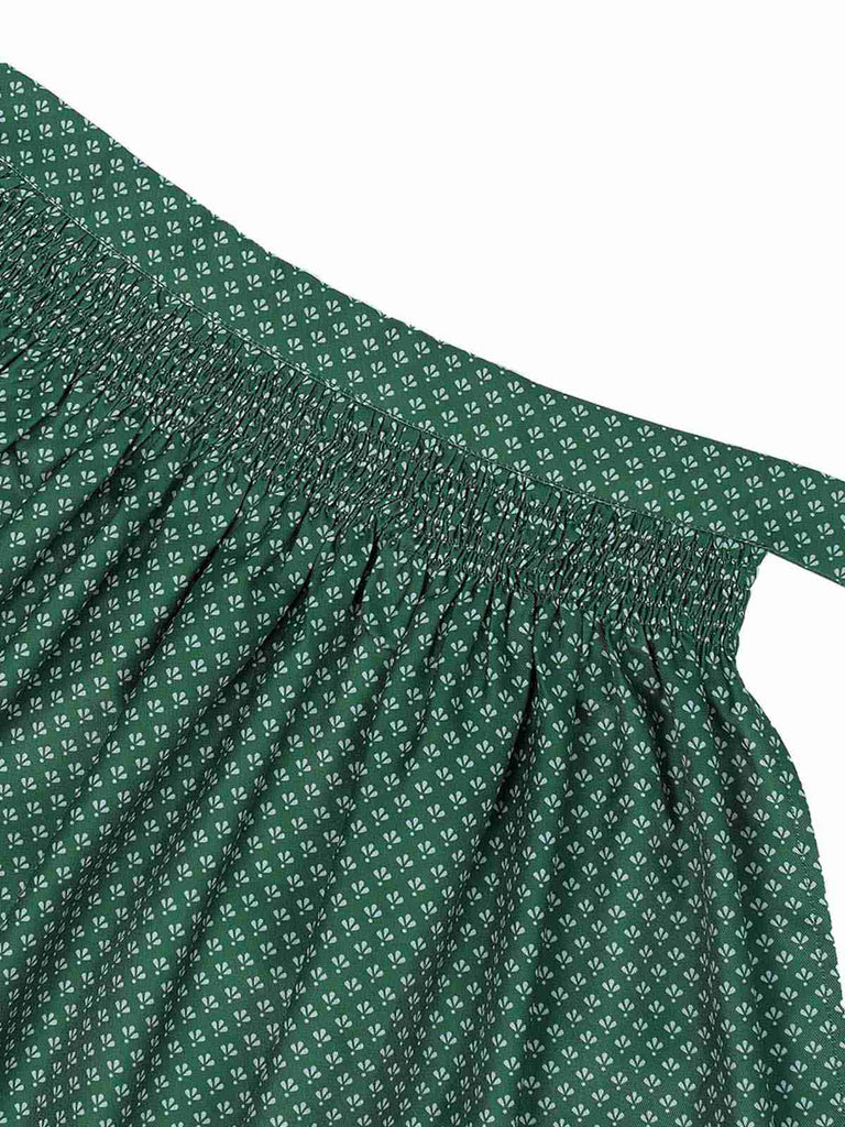 3PCS Green 1950s Keyhole Lace Top & Square Neck Dress